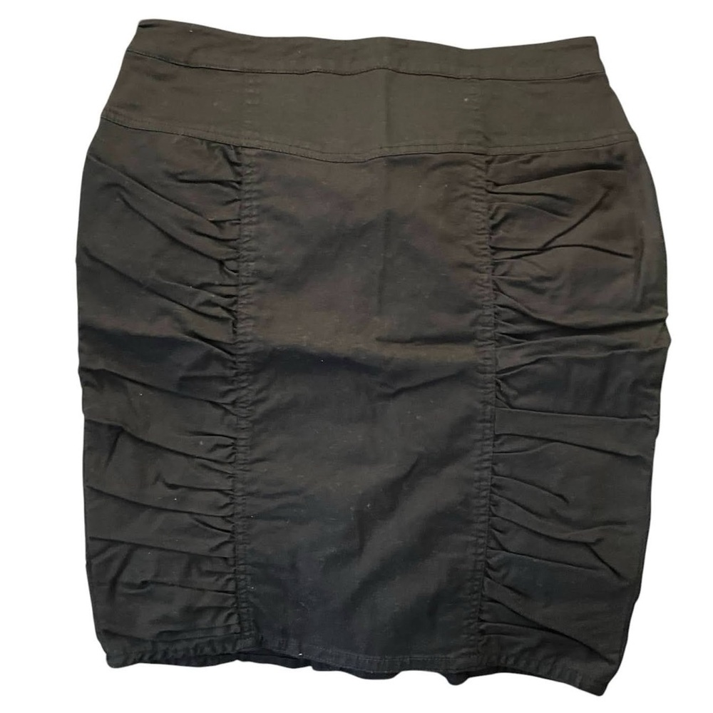 Black Ruched Women's Pencil Skirt by MNG mango Size 10 or EU 42